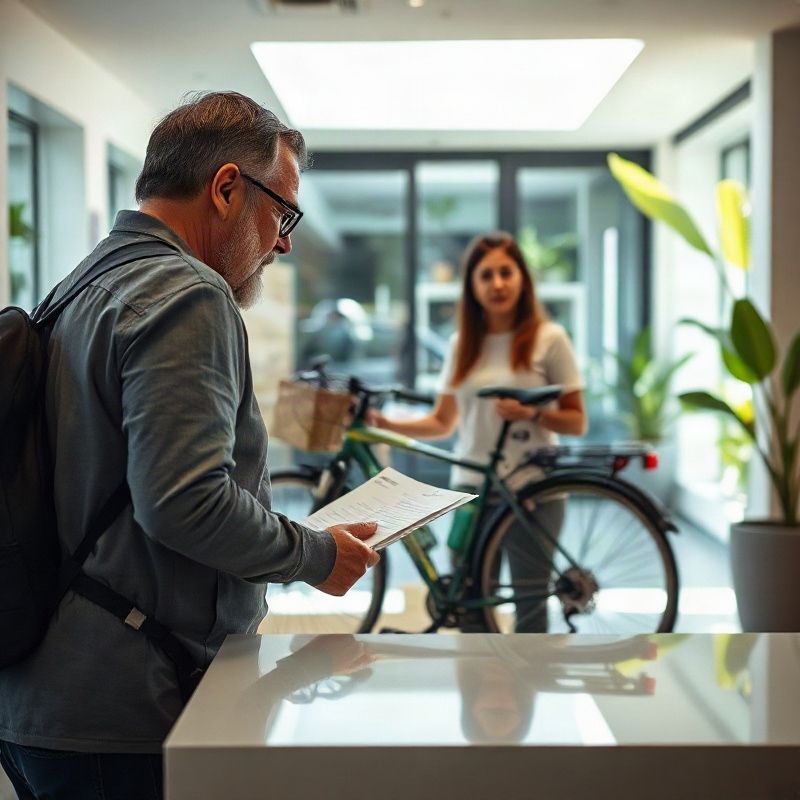 Cliente descrevendo um problema ao entregar a bicicleta na recepção da oficina
